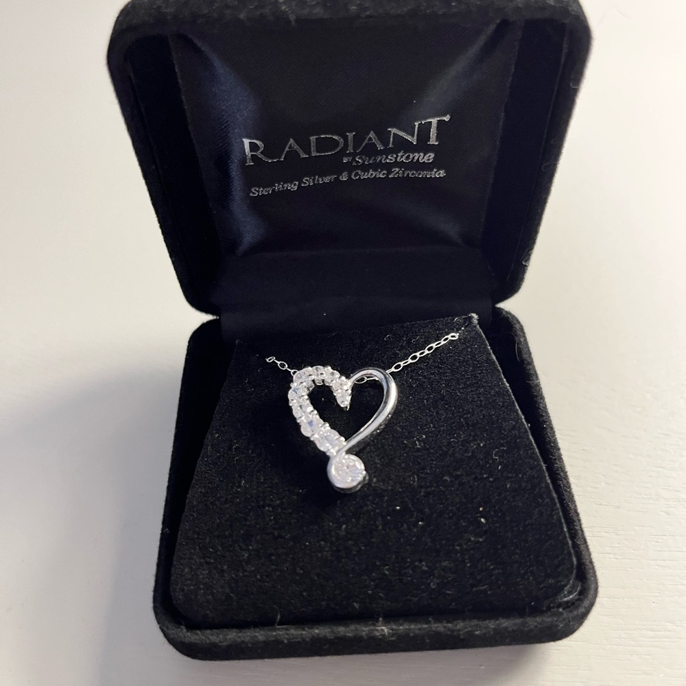 Silver and CZ Heart Necklace